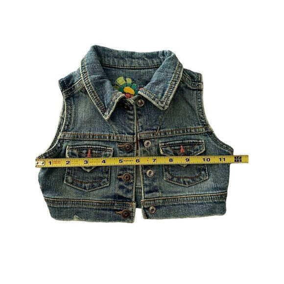 Guess Brand LosAngeles/Jean Vest/Child/ Embroidered Flowers Hippie Boho Toddler - Picture 4 of 4